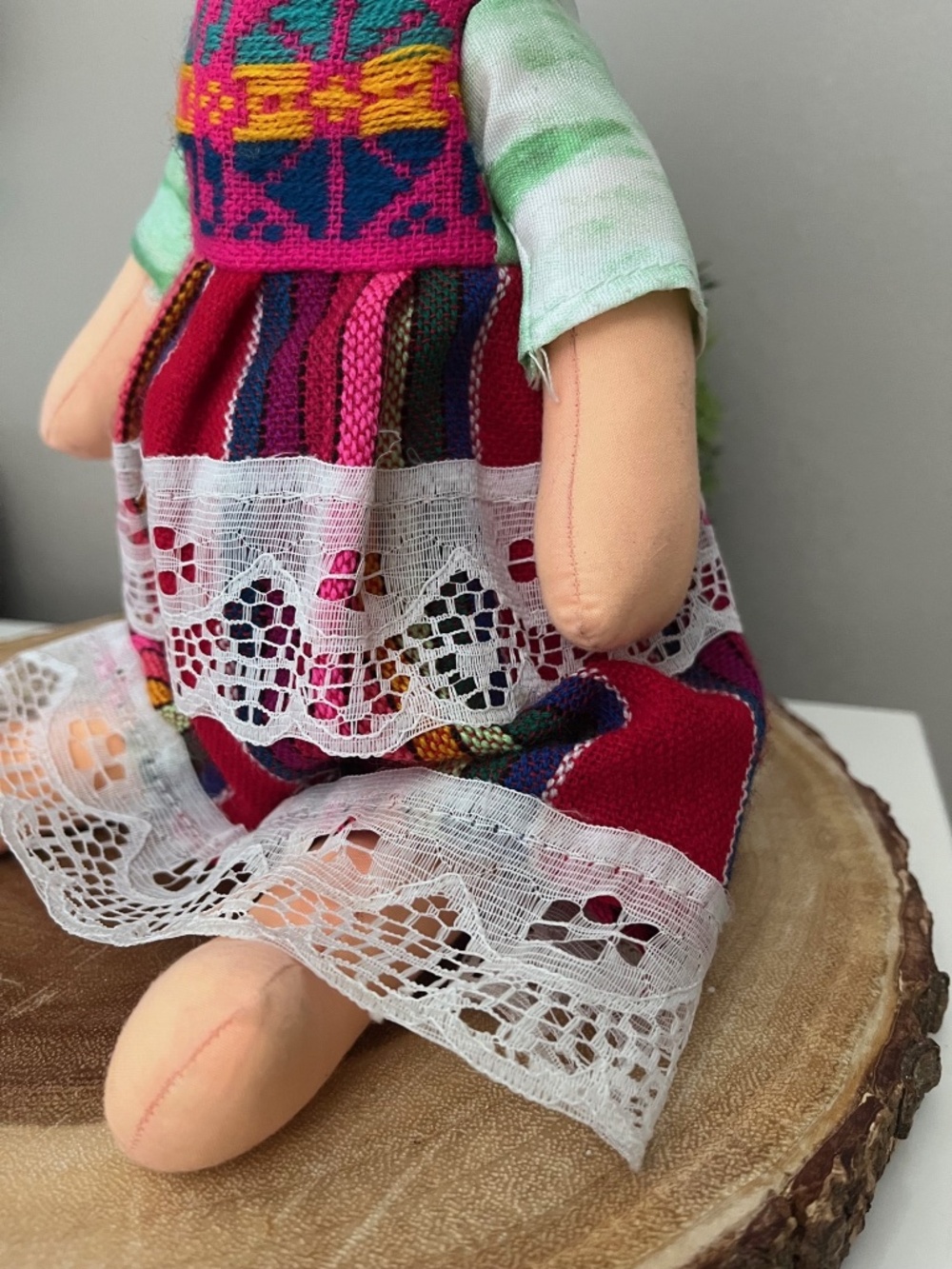 Frida Kahlo Cloth Boho Mexican Folk Art Doll Colourful Shelf Sitter - Picture 2 of 13